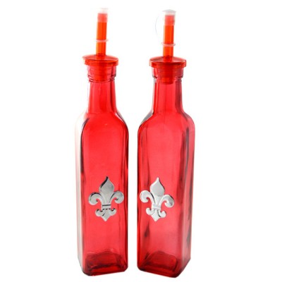 181109-RED-9 0z. RED OIL & VINEGAR BOTTLE W/ FDL